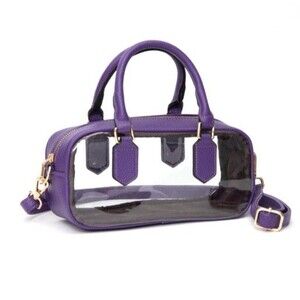 Womens Bag PURPLE Clear Crossbody Adjustable Strap Superbowl Stadium Approved